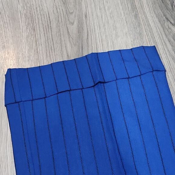 GUC Vintage Cobalt Blue Striped Flare Cuffed Metrostyle Dress Pants - Picture 2 of 7